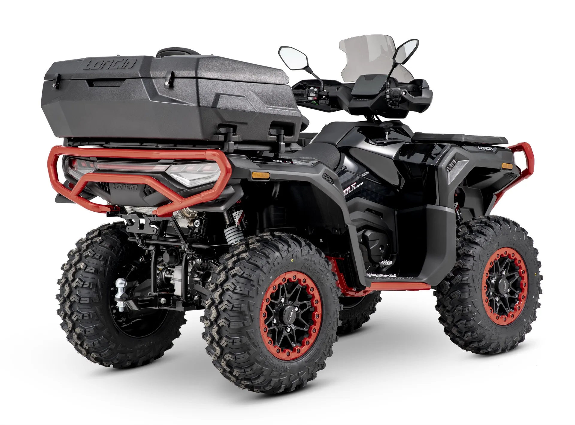 Loncin XWolf 1000L Land Trekker Schwarz glänzend mit rotem Bumper – 3/4-Ansicht hinten rechts | Loncin ATV bei Brunner ATV Nation Augsburg